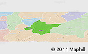 Political Panoramic Map of Takai, lighten