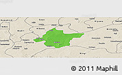 Political Panoramic Map of Takai, shaded relief outside
