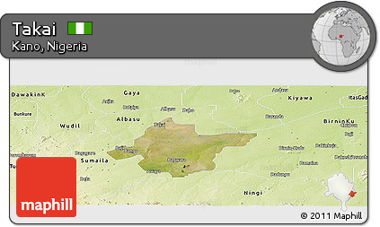 Satellite Panoramic Map of Takai, physical outside