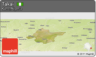 Satellite Panoramic Map of Takai, physical outside