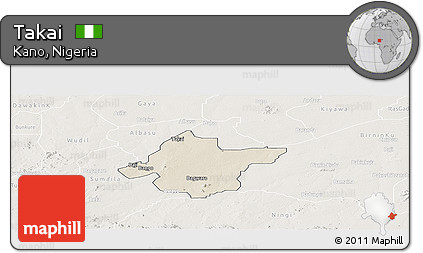 Shaded Relief Panoramic Map of Takai, lighten