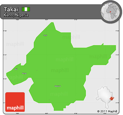 Political Simple Map of Takai, single color outside