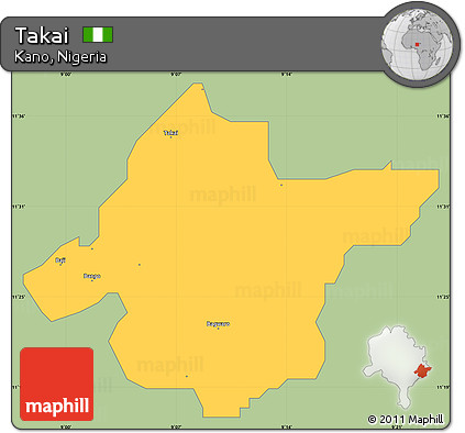 Savanna Style Simple Map of Takai, single color outside