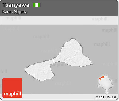 Gray 3D Map of Tsanyawa, single color outside
