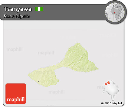 Physical 3D Map of Tsanyawa, cropped outside