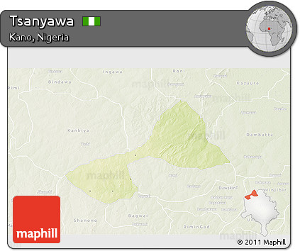 Physical 3D Map of Tsanyawa, lighten