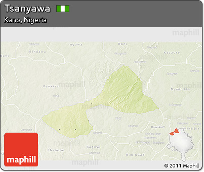 Physical 3D Map of Tsanyawa, lighten