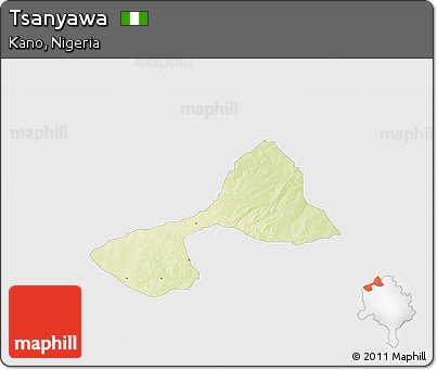 Physical 3D Map of Tsanyawa, single color outside