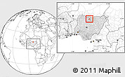 Blank Location Map of Tsanyawa, highlighted country, within the entire country