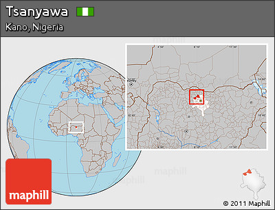 Gray Location Map of Tsanyawa, highlighted parent region