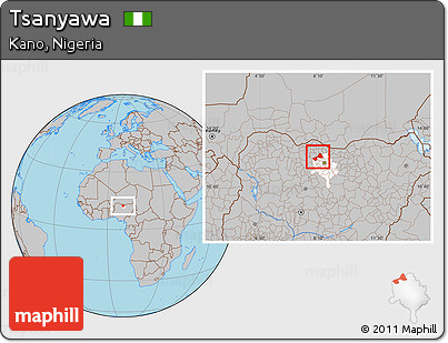 Gray Location Map of Tsanyawa, highlighted parent region