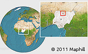 Satellite Location Map of Tsanyawa, highlighted country, within the entire country