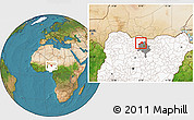 Satellite Location Map of Tsanyawa, highlighted country, highlighted parent region