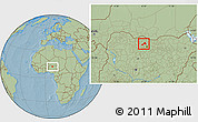 Savanna Style Location Map of Tsanyawa, hill shading