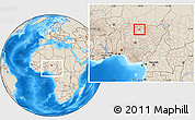 Shaded Relief Location Map of Tsanyawa, highlighted parent region, within the entire country