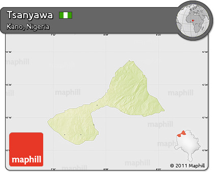Physical Map of Tsanyawa, single color outside