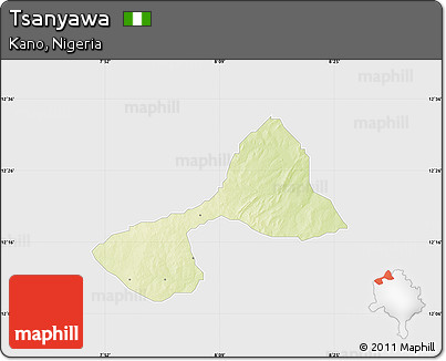 Physical Map of Tsanyawa, single color outside