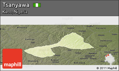 Physical Panoramic Map of Tsanyawa, darken