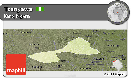 Physical Panoramic Map of Tsanyawa, darken