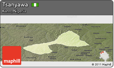 Physical Panoramic Map of Tsanyawa, darken