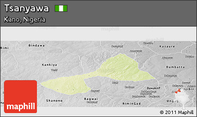 Physical Panoramic Map of Tsanyawa, desaturated