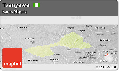 Physical Panoramic Map of Tsanyawa, desaturated