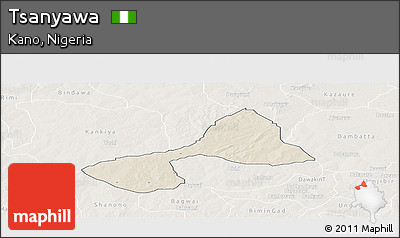 Shaded Relief Panoramic Map of Tsanyawa, lighten