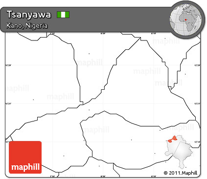 Blank Simple Map of Tsanyawa, no labels