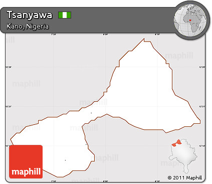 Classic Style Simple Map of Tsanyawa, cropped outside