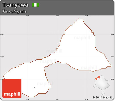 Classic Style Simple Map of Tsanyawa, cropped outside