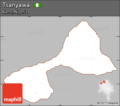 Gray Simple Map of Tsanyawa, cropped outside
