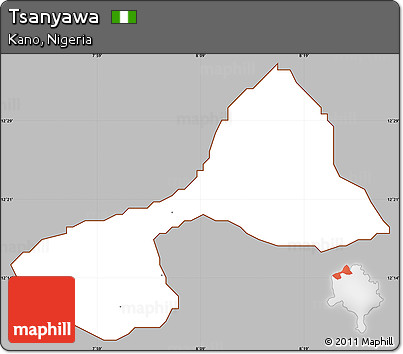 Gray Simple Map of Tsanyawa, cropped outside
