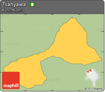 Savanna Style Simple Map of Tsanyawa, cropped outside