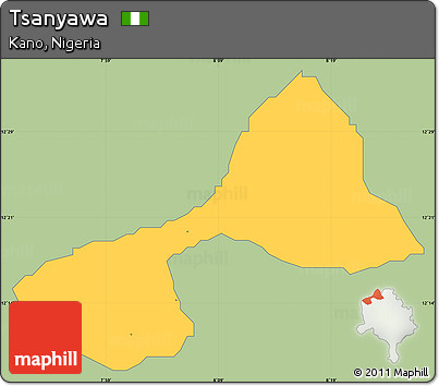 Savanna Style Simple Map of Tsanyawa, single color outside