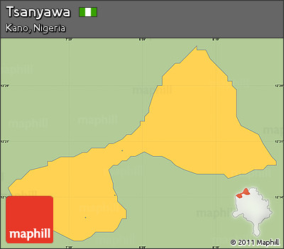 Savanna Style Simple Map of Tsanyawa, single color outside