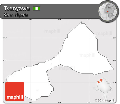 Silver Style Simple Map of Tsanyawa, cropped outside