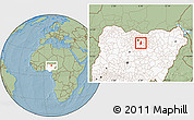 Savanna Style Location Map of Wudil, highlighted country, hill shading