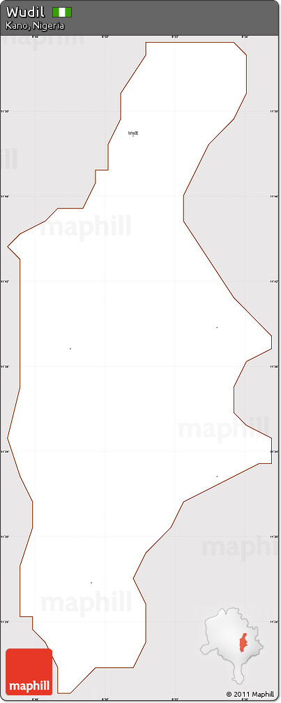 Classic Style Simple Map of Wudil, cropped outside