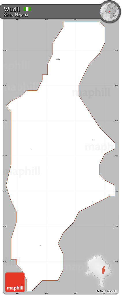 Gray Simple Map of Wudil, cropped outside