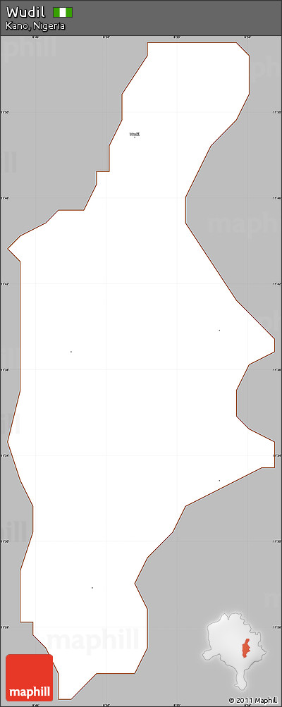 Gray Simple Map of Wudil, cropped outside
