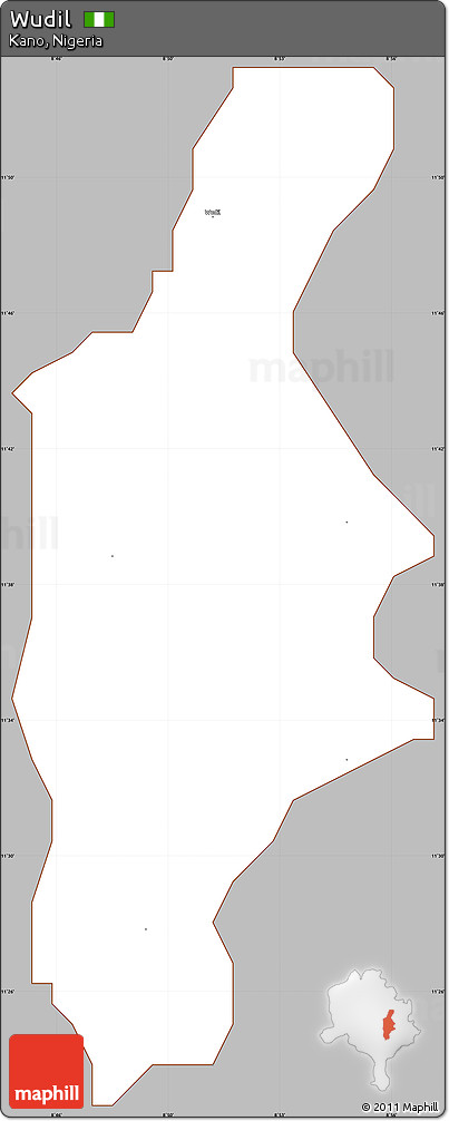 Gray Simple Map of Wudil, cropped outside
