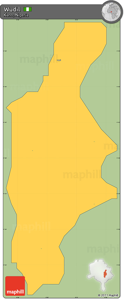 Savanna Style Simple Map of Wudil, cropped outside