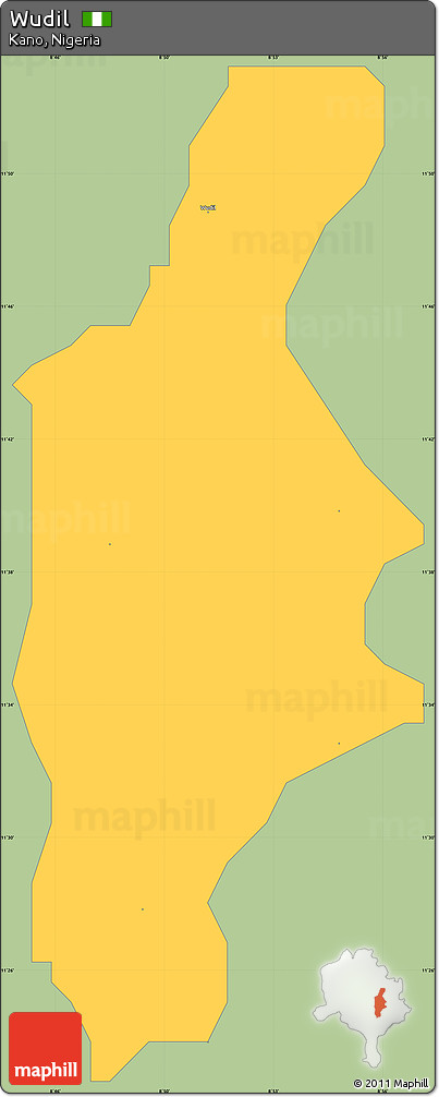 Savanna Style Simple Map of Wudil, single color outside
