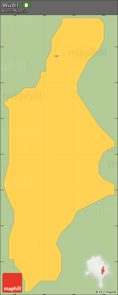 Savanna Style Simple Map of Wudil, single color outside