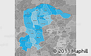 Political Shades 3D Map of Katsina, desaturated