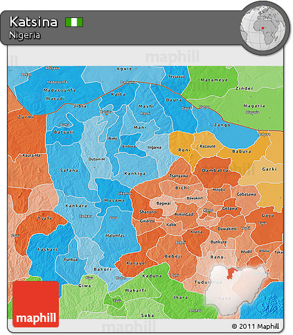 Political Shades 3D Map of Katsina