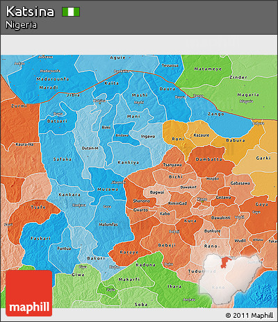 Political Shades 3D Map of Katsina