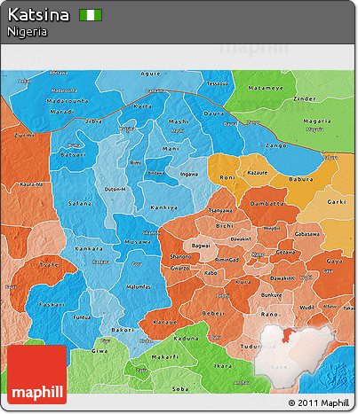 Political Shades 3D Map of Katsina