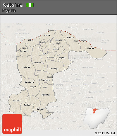 Shaded Relief 3D Map of Katsina, lighten