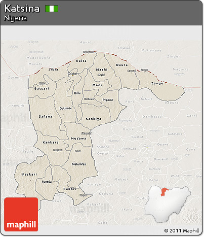 Shaded Relief 3D Map of Katsina, lighten